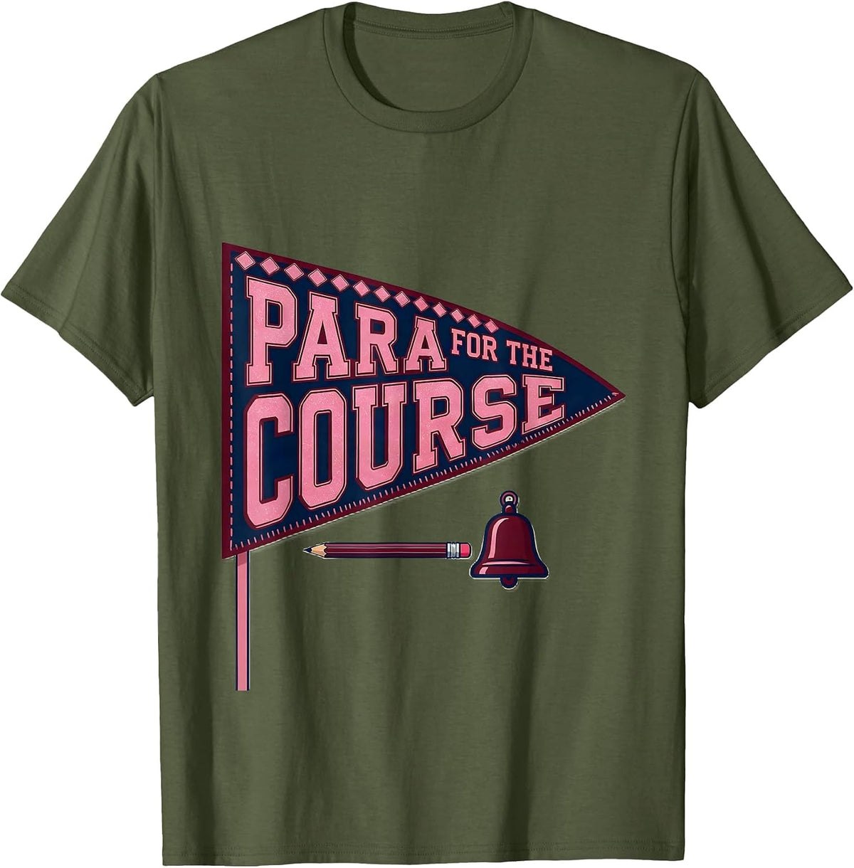 Men's Para For The Course Sparkle Varsity Back To School T-Shirt - Olive Green