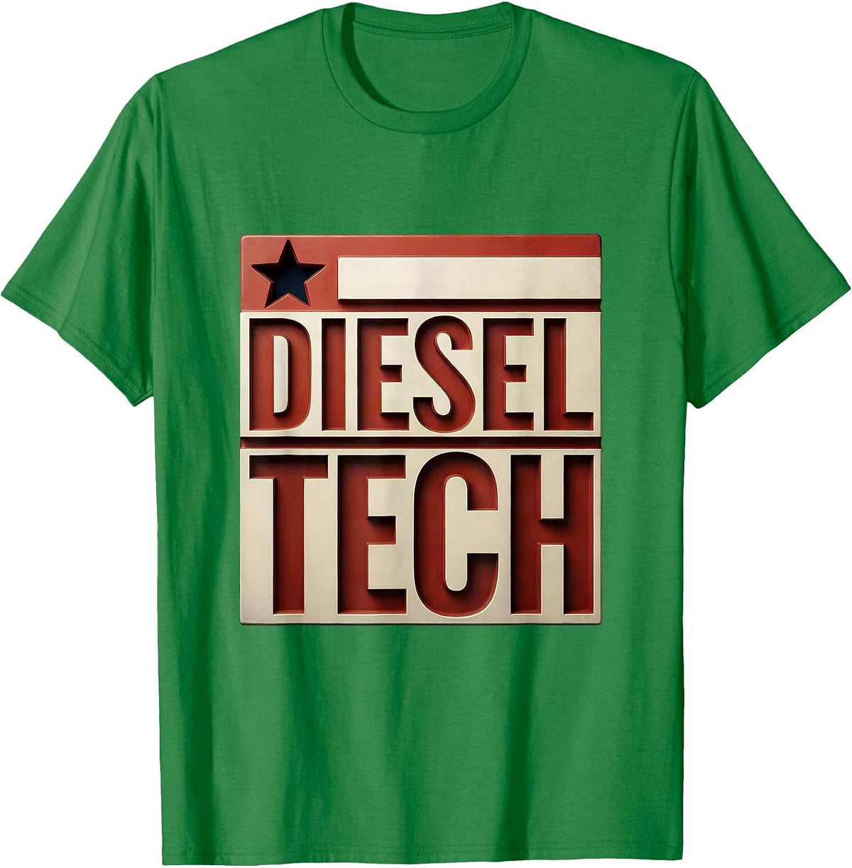 Men's Diesel Tech Patriotic Mechanic Oilfield Worker American Flag T-Shirt - Kelly Green