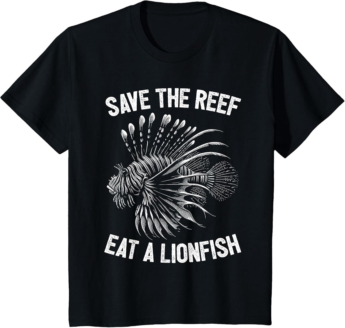 Save The Reef Eat A Lionfish Funny Lion Fish T-Shirt - Black