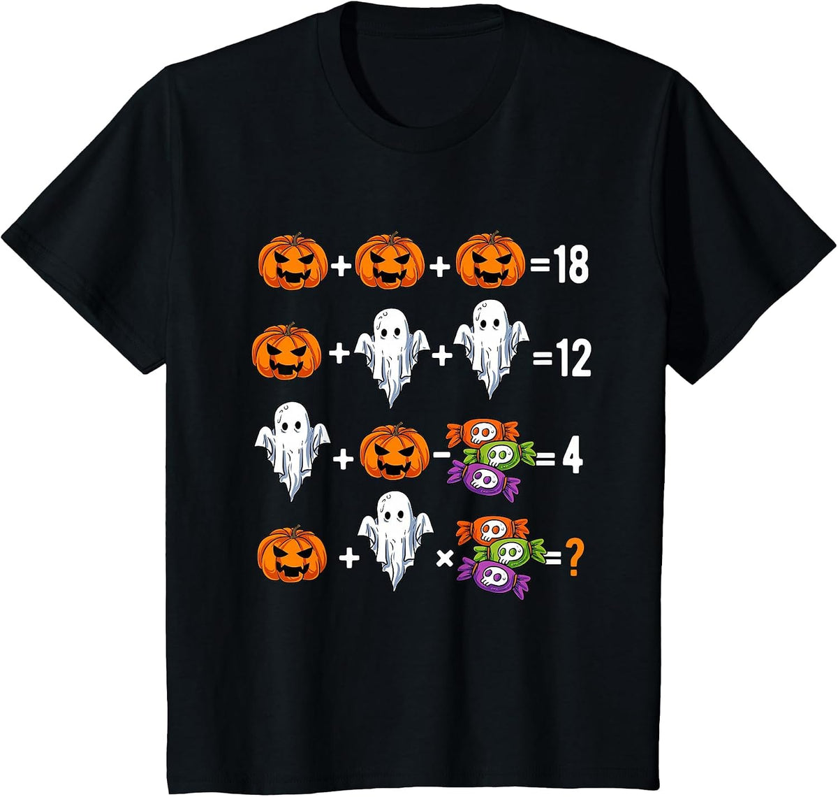 Math Teacher Humor Halloween Quiz Order of Operations T-Shirt - Black