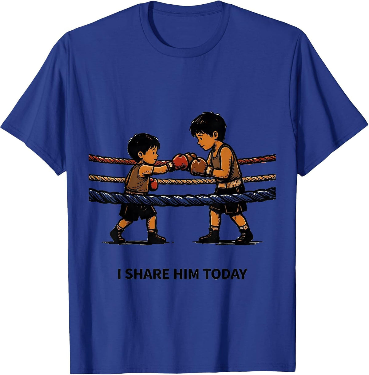 I Share Him Today Boxing Theme Party Birthday Matching Kids T-Shirt - Royal Blue