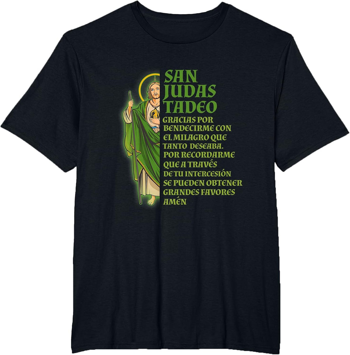 San Judas Tadeo con oración para agradecer un milagro T-Shirt - Black