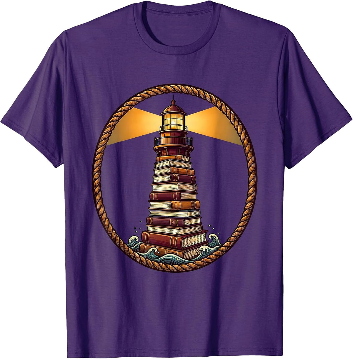 Book Lighthouse Graphic Tee for Teachers T-Shirt - Purple