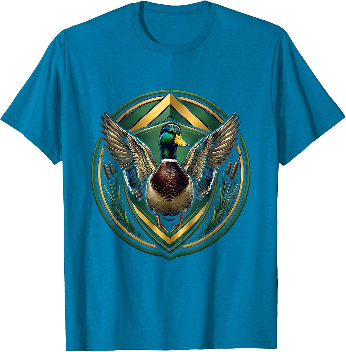 Vintage Duck Stamp Camo Illustration T-Shirt - Sapphire Blue