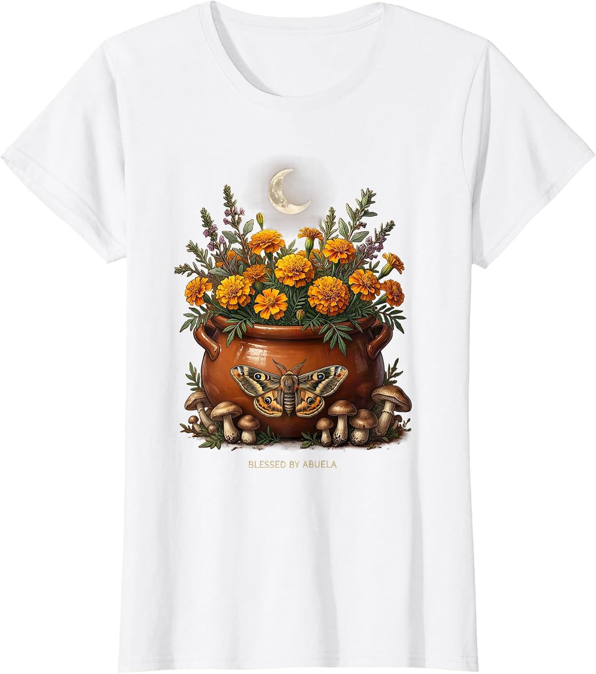 Blessed By Abuela Mexican Heritage Design T-Shirt - White