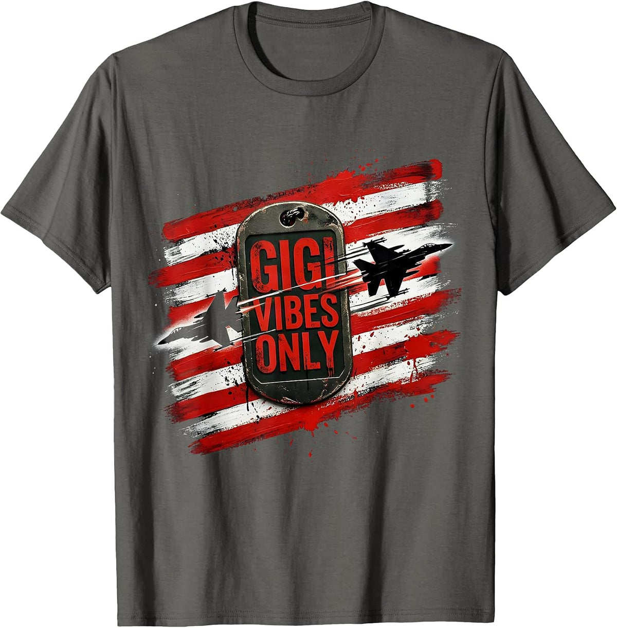 Gigi Vibes Only Grandma Life Design T-Shirt - Asphalt Grey