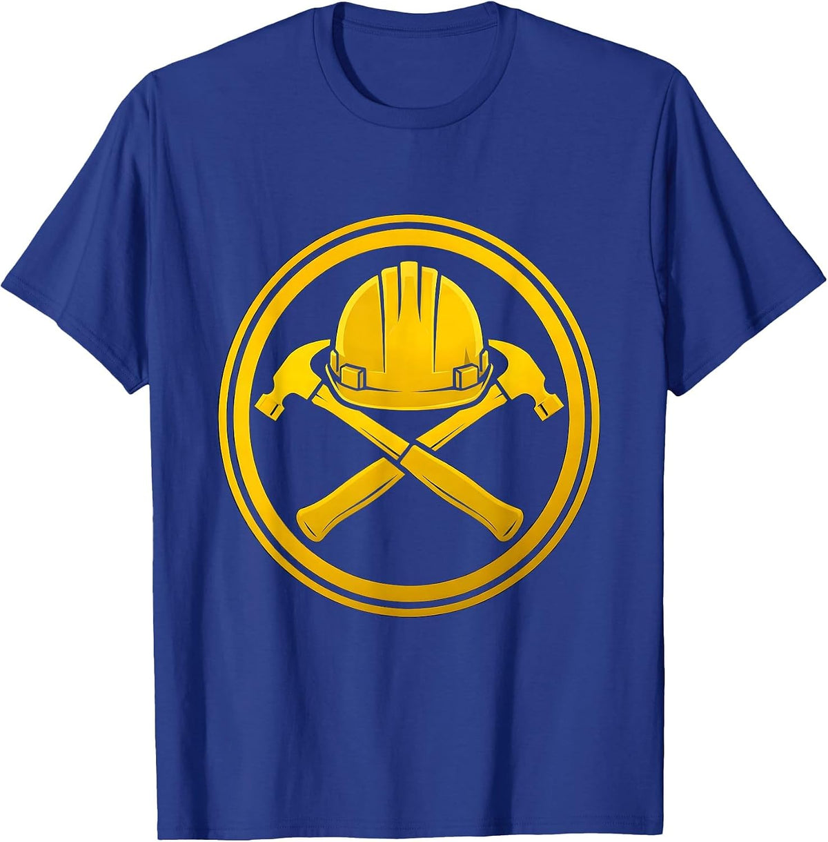 Labor Day Hardhat Crossed Hammers Graphic T-Shirt - Royal Blue