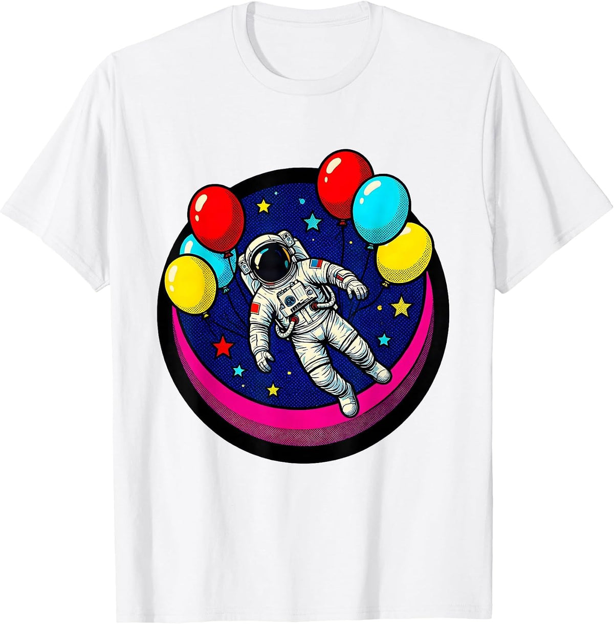 Men's 21st Birthday Astronaut Space Balloon Illustration T-Shirt - White