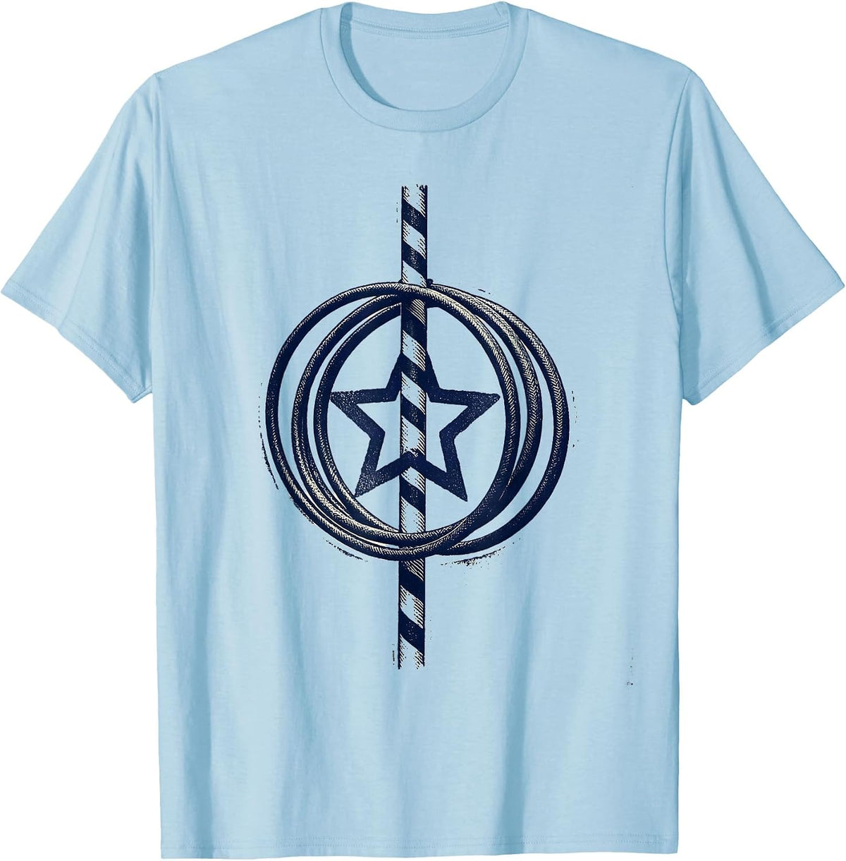 Men's Interlocked Aerial Hoops Rubber Stamp Circus Party Costume T-Shirt - Baby Blue