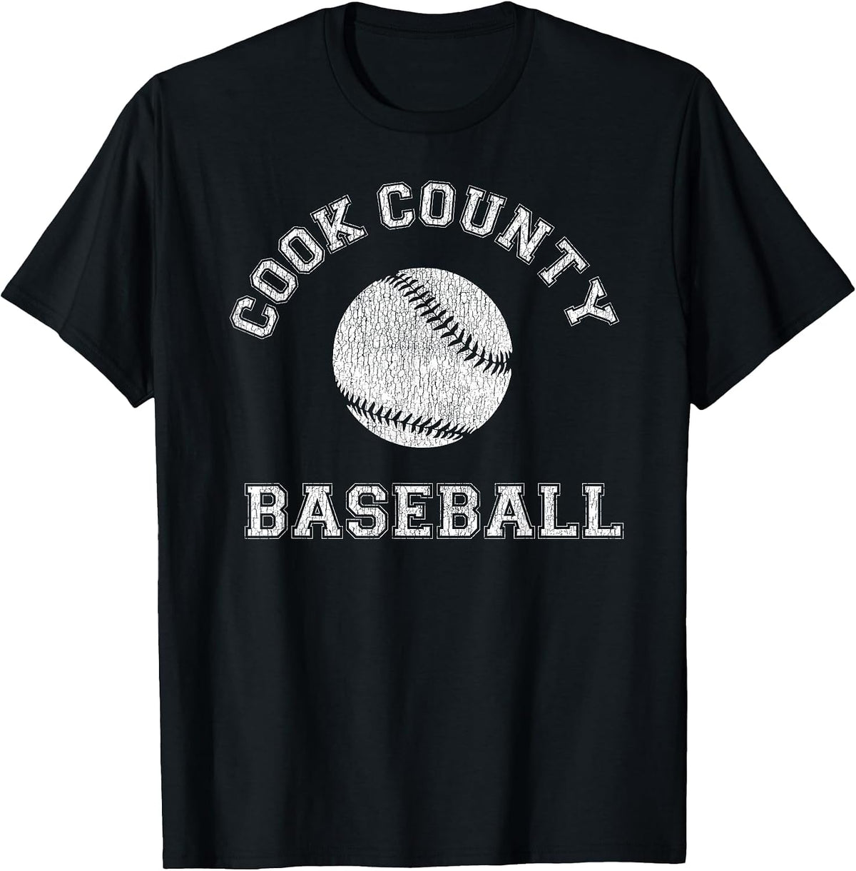 Cook County Baseball Distressed Retro Classic T-Shirt - Black
