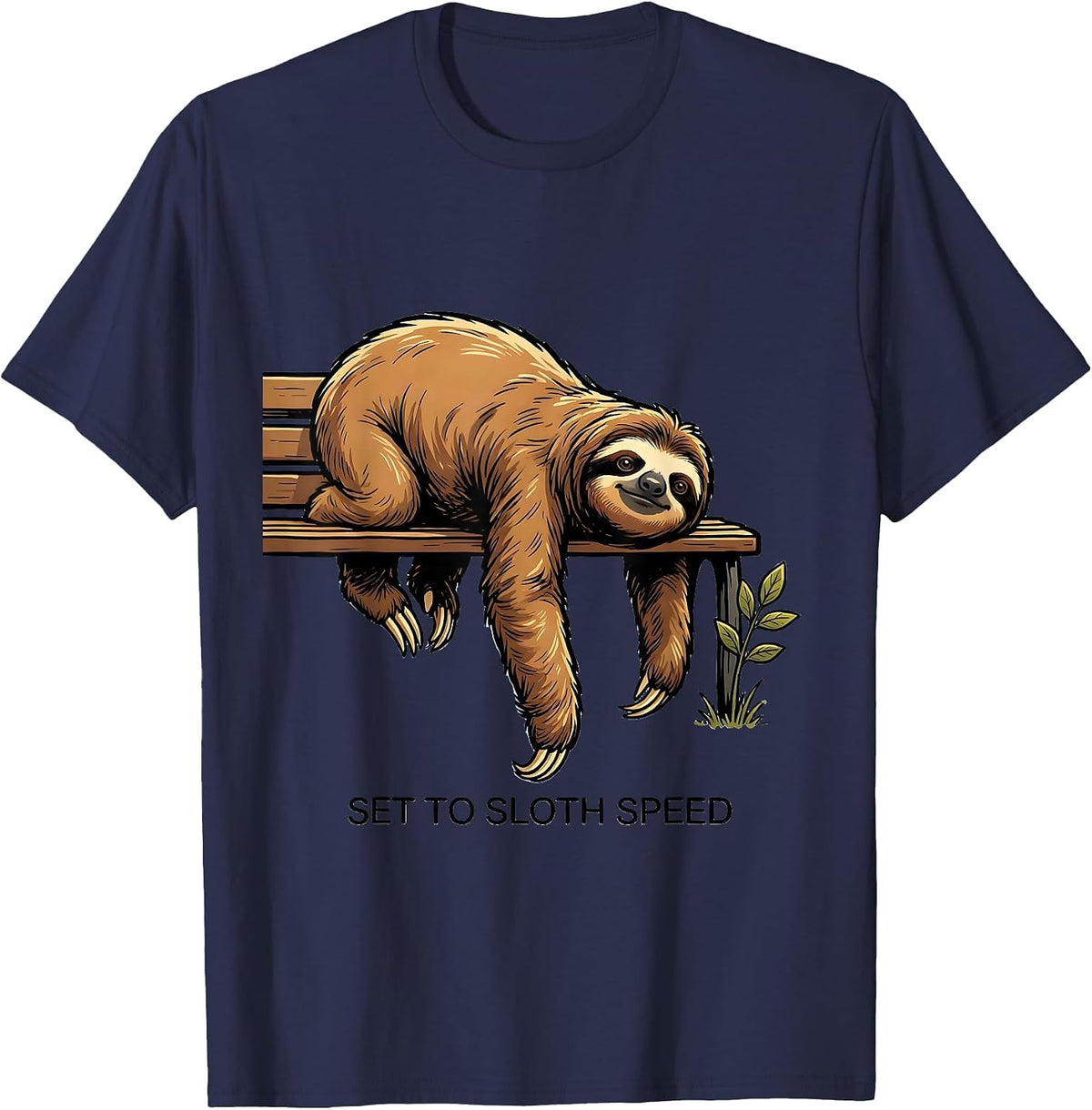 Men's Set To Sloth Speed Funny Sloth Lover Humor Gift T-Shirt - Navy Blue