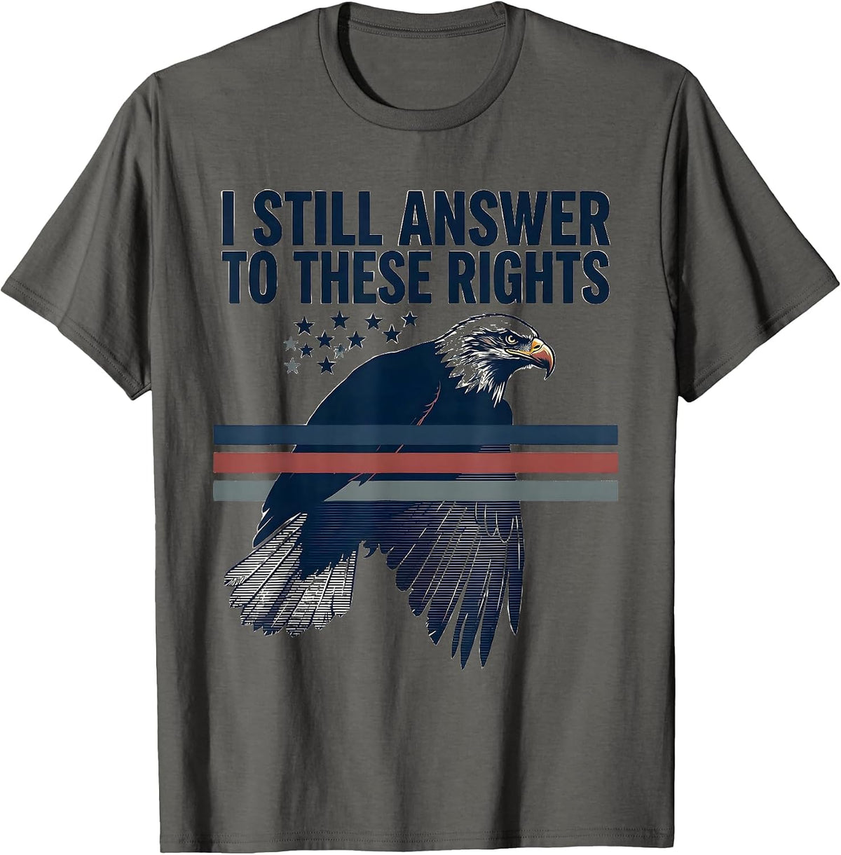 Men's I Still Answer To These Rights Vintage Patriotic Eagle Flag T-Shirt - Asphalt Grey