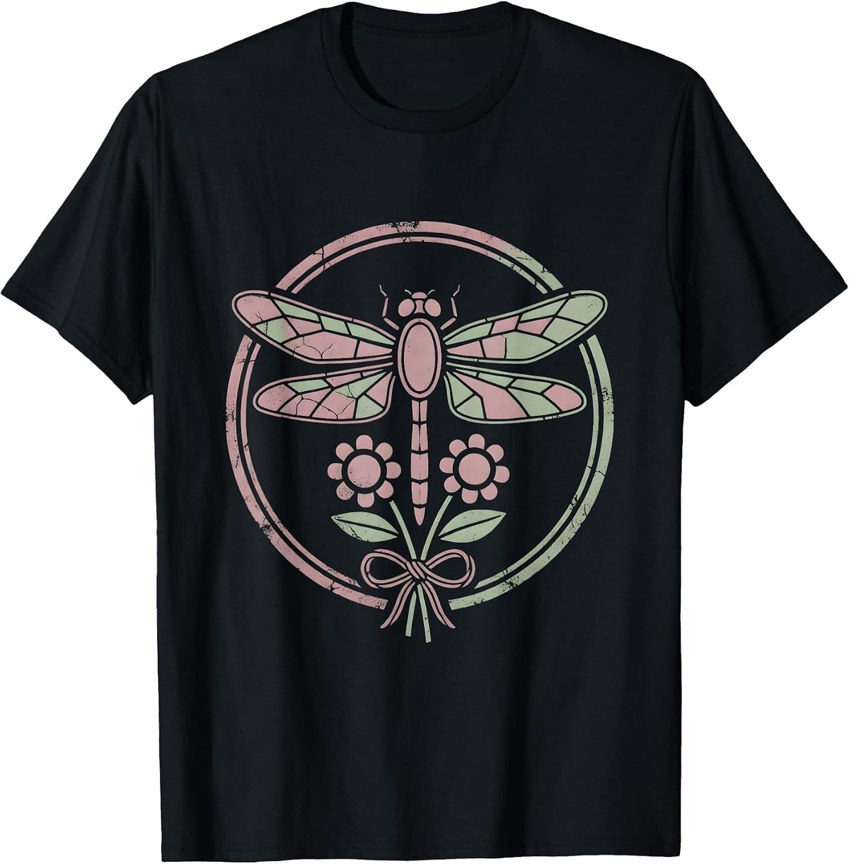 Men's Gigi Dragonfly Stained Glass Wings Illustration T-Shirt - Black