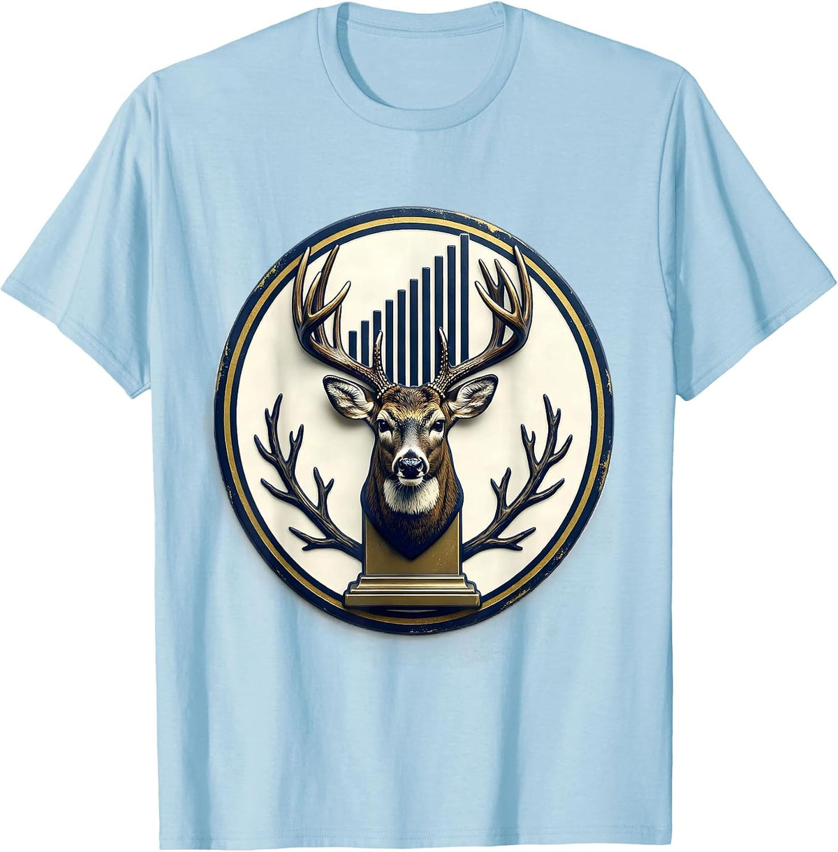 Men's Whitetail Crown Emblem Funny Hunting Dad Gift T-Shirt - Baby Blue