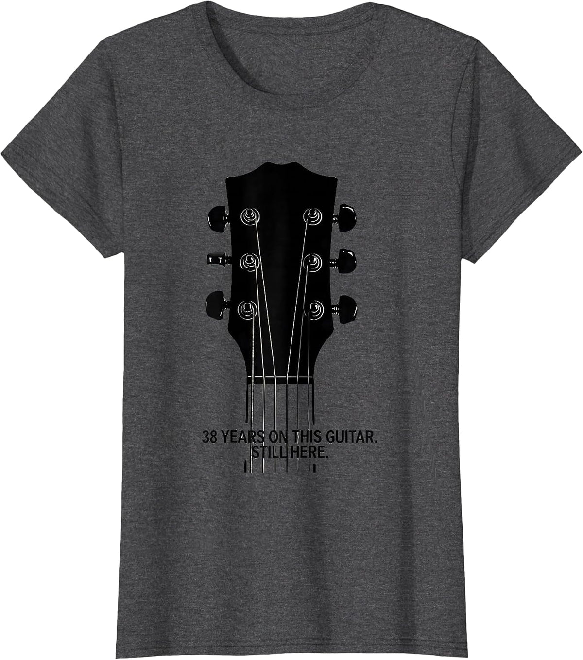 Women's 38 Years On This Guitar Still Here Funny Guitar Player Gift T-Shirt - Dark Heather Grey