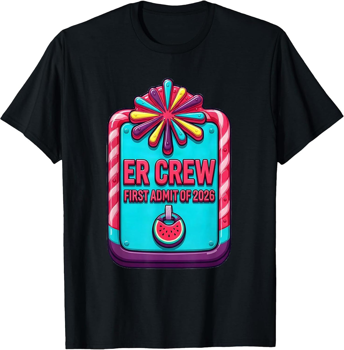 Men's ER Crew First Admit of 2026 Nurse Crew New Year Eve Party T-Shirt - Black