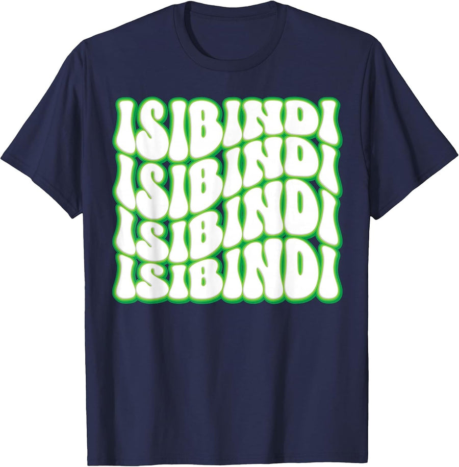 Isibindi Groovy Wavy Style School Spirit Wear T-Shirt - Navy Blue