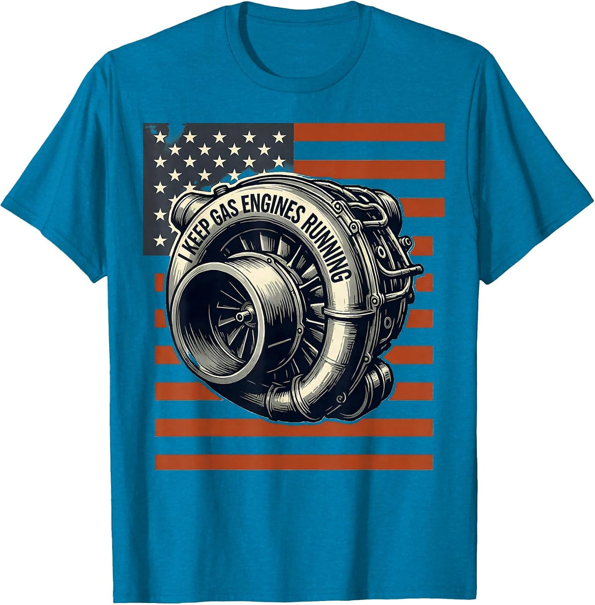 I Keep Gas Engines Running Stencil Graphic Mechanic Gift T-Shirt - Sapphire Blue