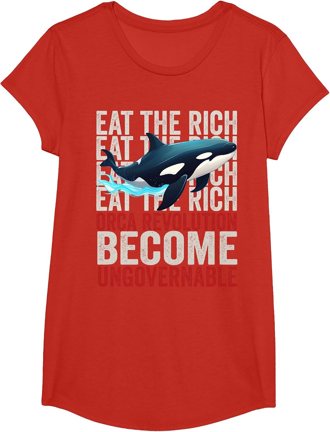 Orca Revolution -Funny Orca Eat the Rich Become Ungovernable T-Shirt - Girls Red