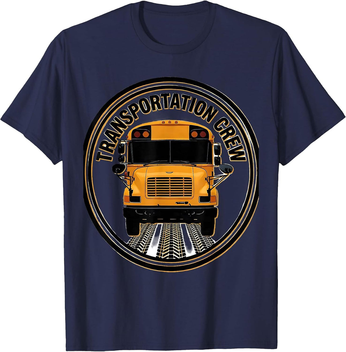 Transportation Crew Screenprint Bus Driver Transportation T-Shirt - Navy Blue