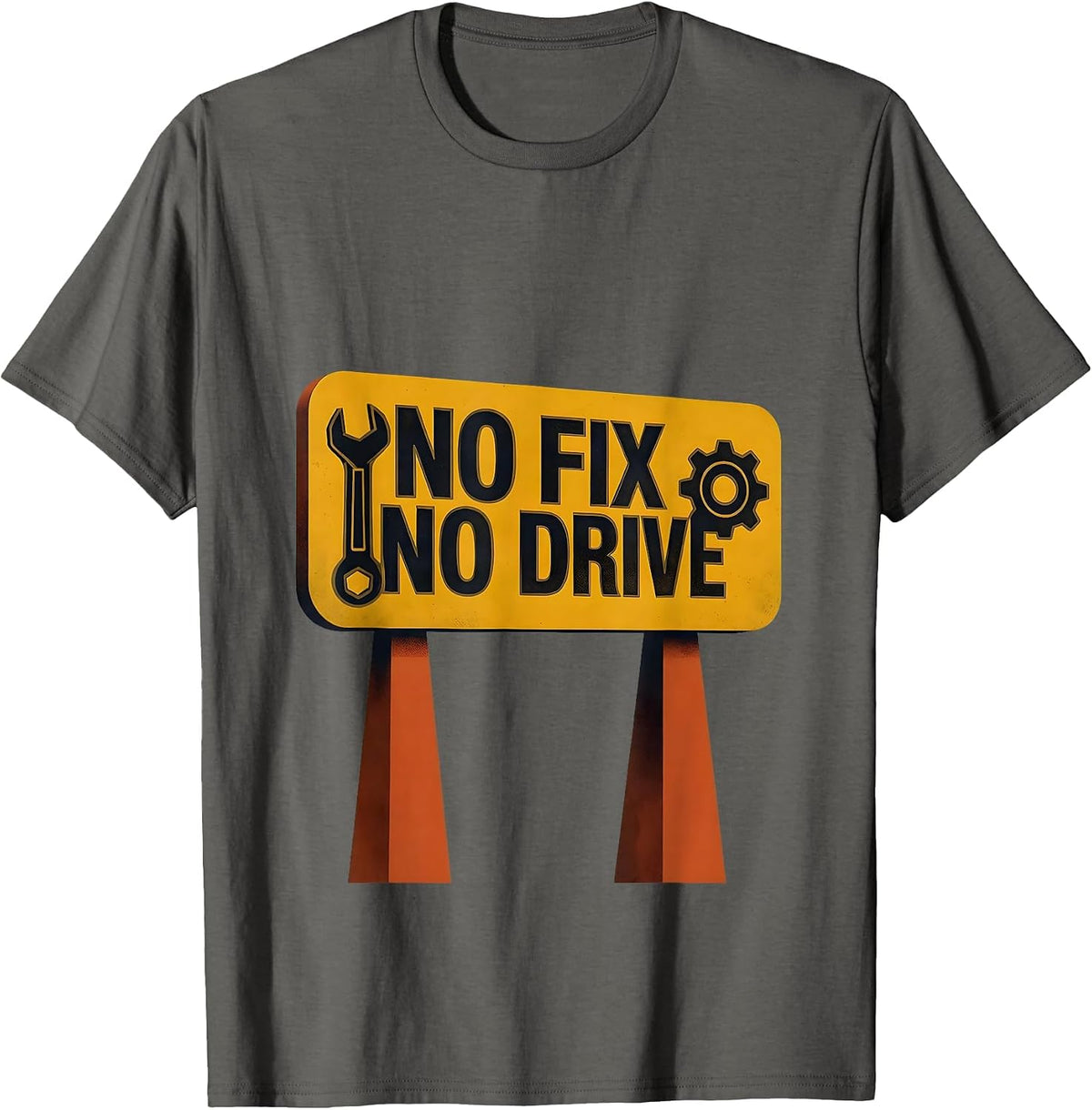 No Fix No Drive Mechanic Garage Design T-Shirt - Asphalt Grey