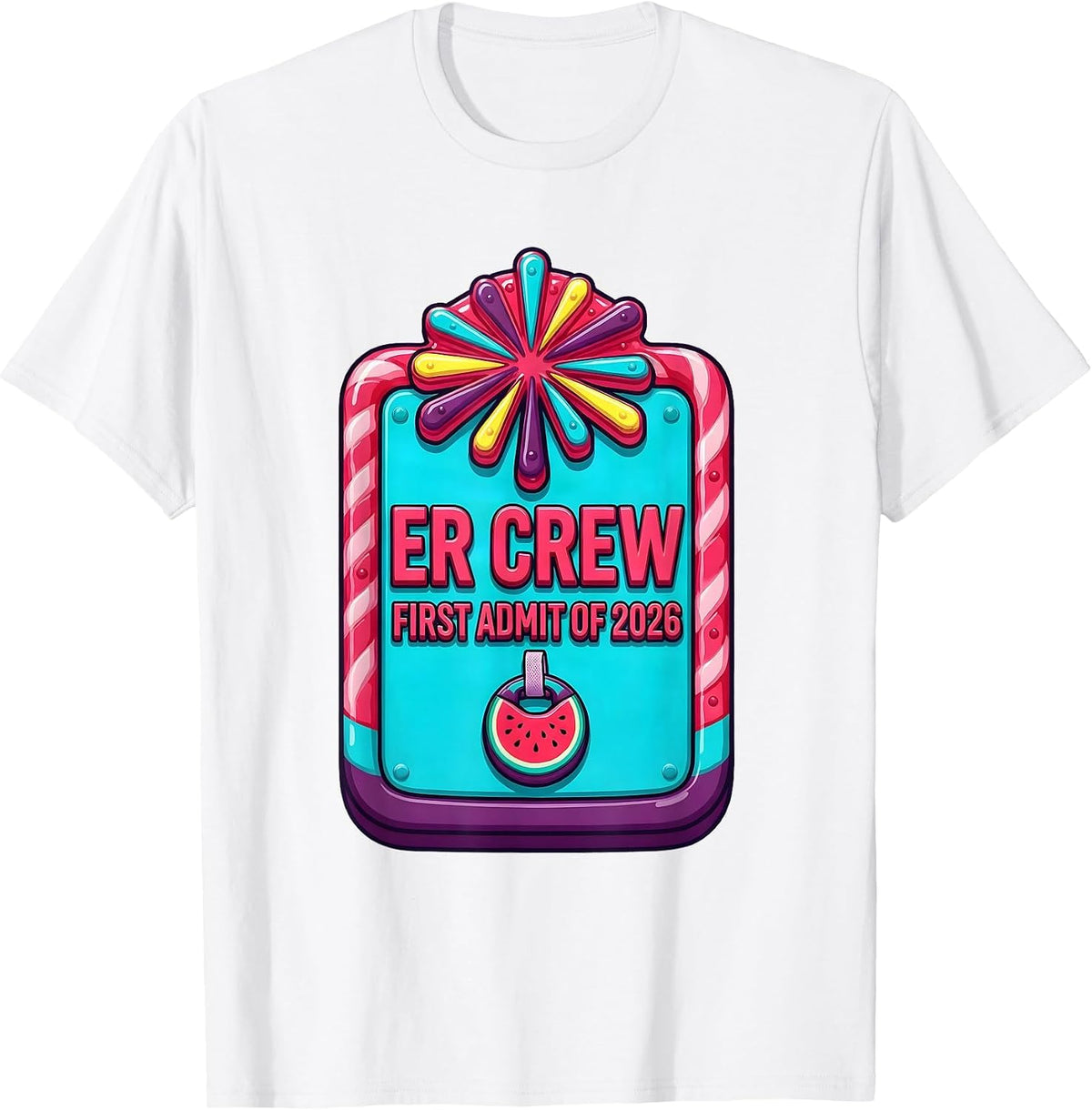Men's ER Crew First Admit of 2026 Nurse Crew New Year Eve Party T-Shirt - White