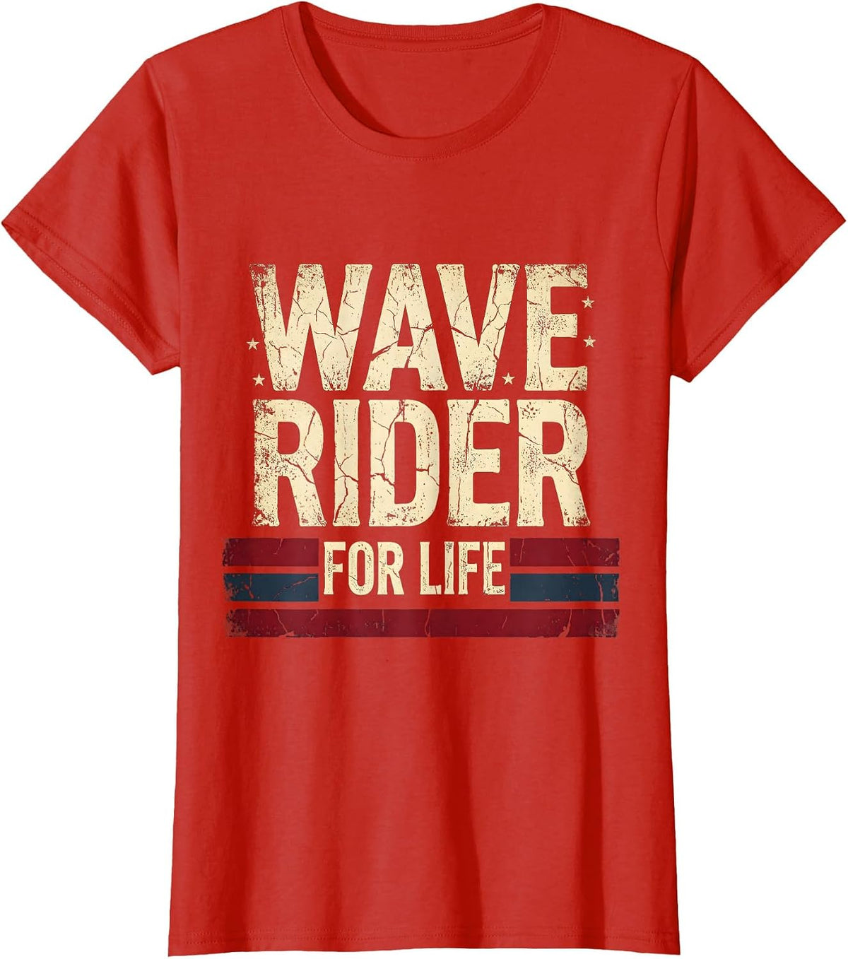 Wave Rider For Life Mens Beach Design T-Shirt - Red