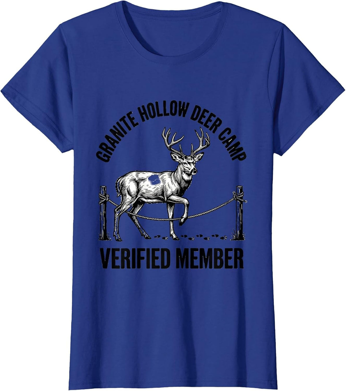 Women's Granite Hollow Deer Camp Verified Member Hunter Dad T-Shirt - Royal Blue