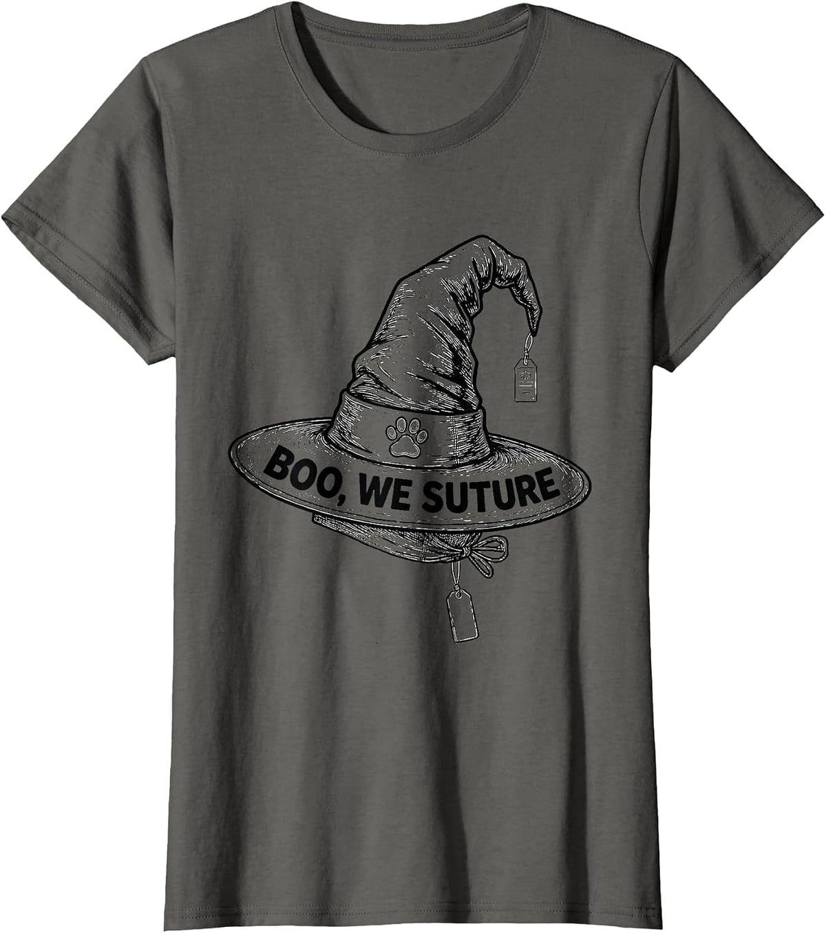 Women's Boo We Suture Funny Vet Tech Halloween Veterinary Crew T-Shirt - Asphalt Grey