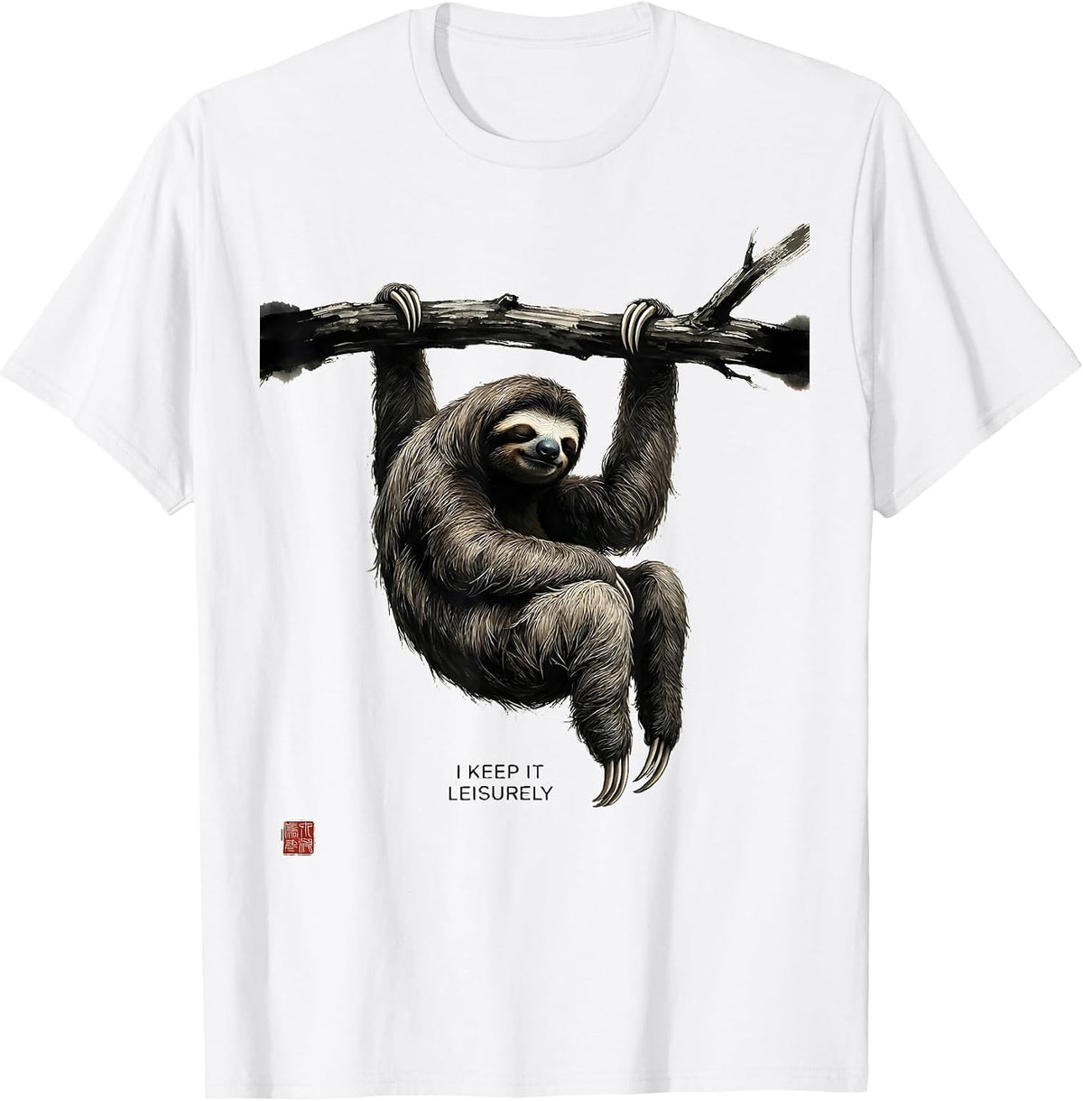 Men's I Keep It Leisurely Funny Sloth Lazy Humor Gift T-Shirt - White