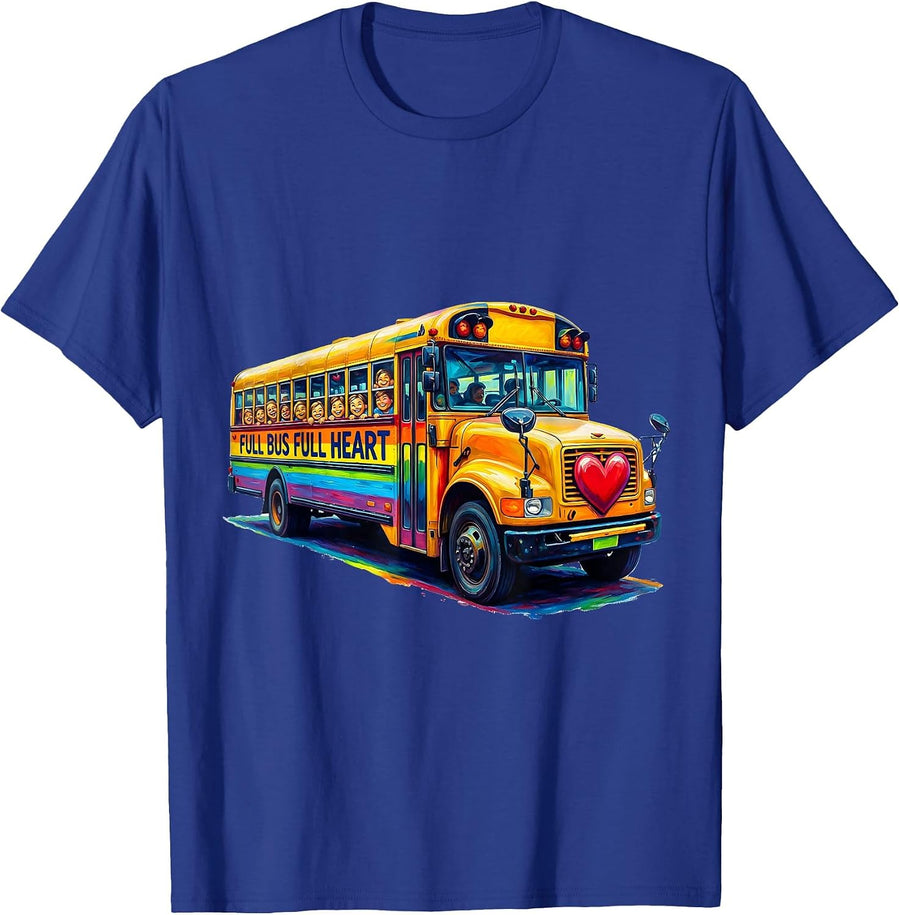 Full Bus Full Heart Bus Driver Design T-Shirt - Royal Blue