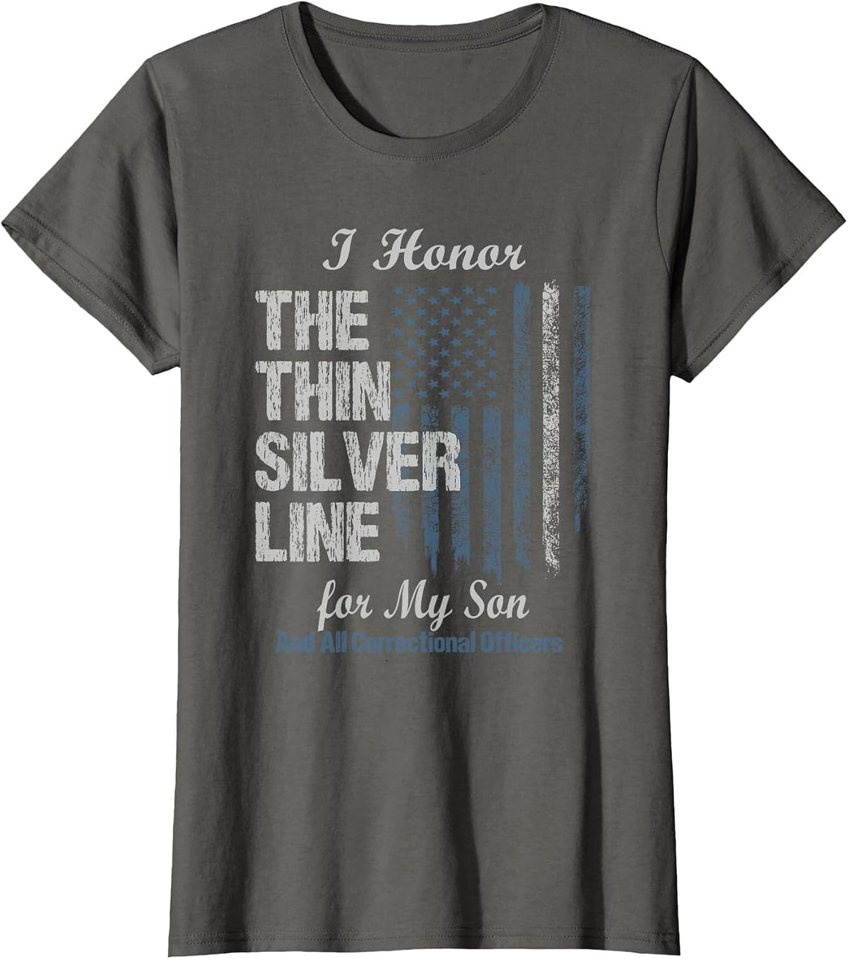 Correctional Officer Son - Thin Silver Line Corrections T-Shirt - Asphalt Grey
