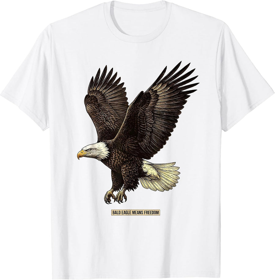 Men's Bald Eagle Means Freedom Patriotic Eagle Wildlife Bird T-Shirt - White