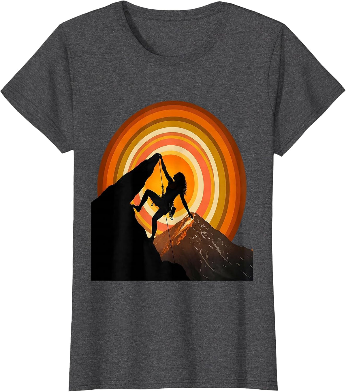 Women's Rock Climber Summit Reach Graphic Design T-Shirt - Dark Heather Grey