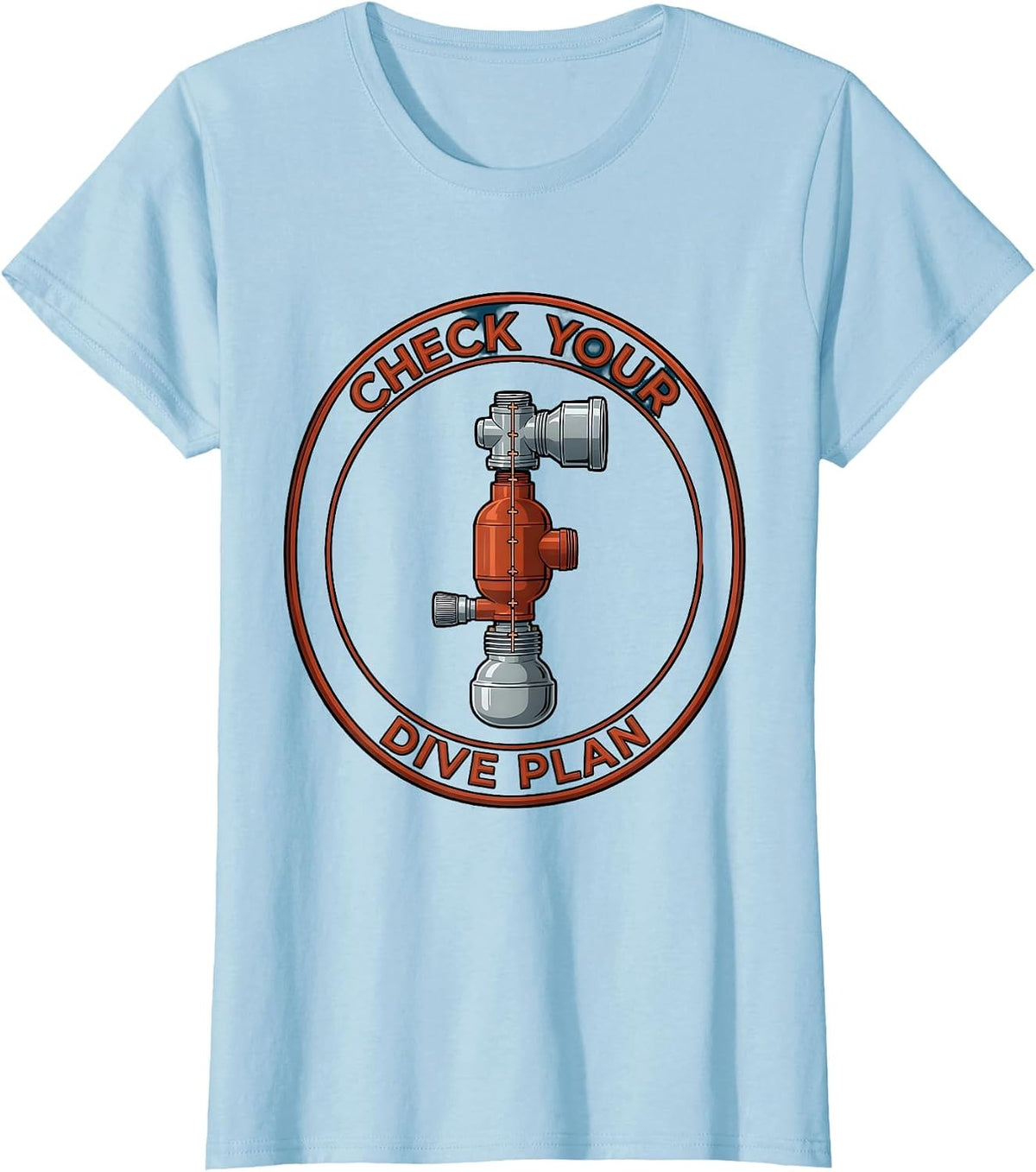 Check Your Dive Plan Retro Scuba Diving Hobby T-Shirt - Baby Blue