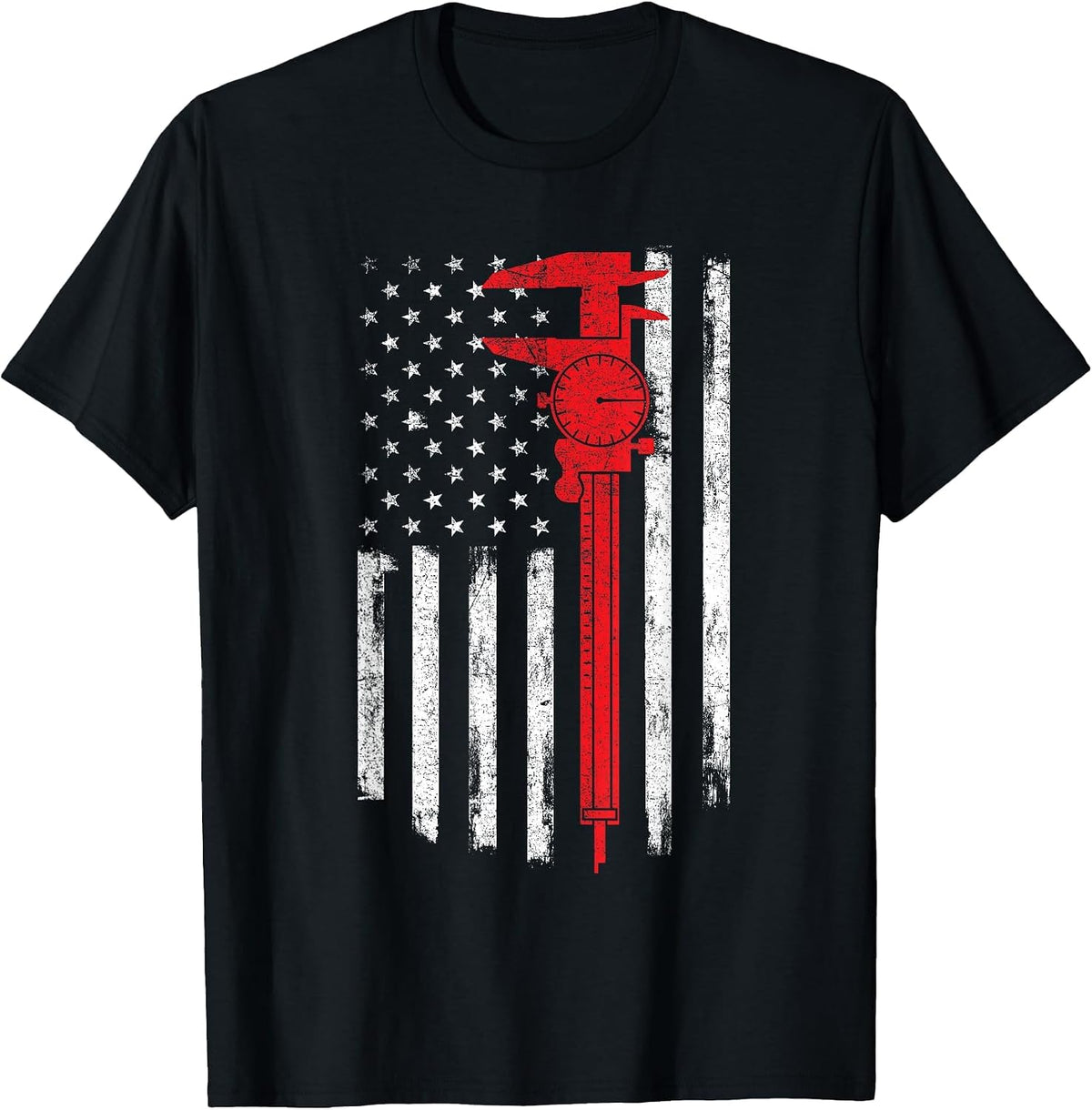 Mechanic Tools - American Flag Machinist Machine Operator T-Shirt - Black