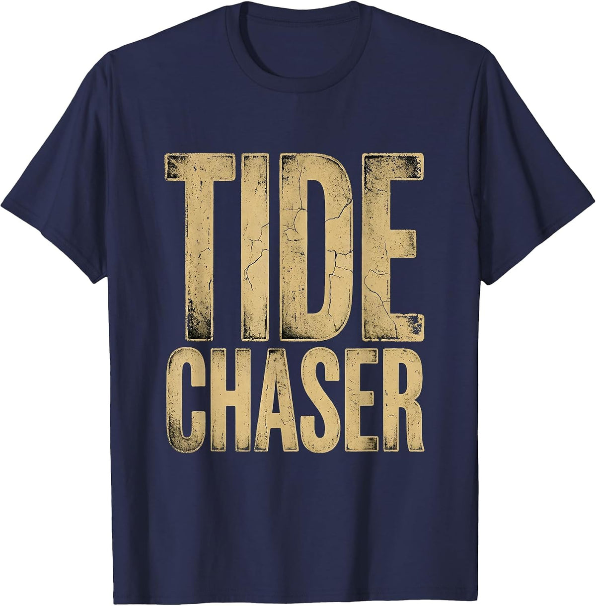 Tide Chaser Beach Men Coastal Wave Design T-Shirt - Navy Blue