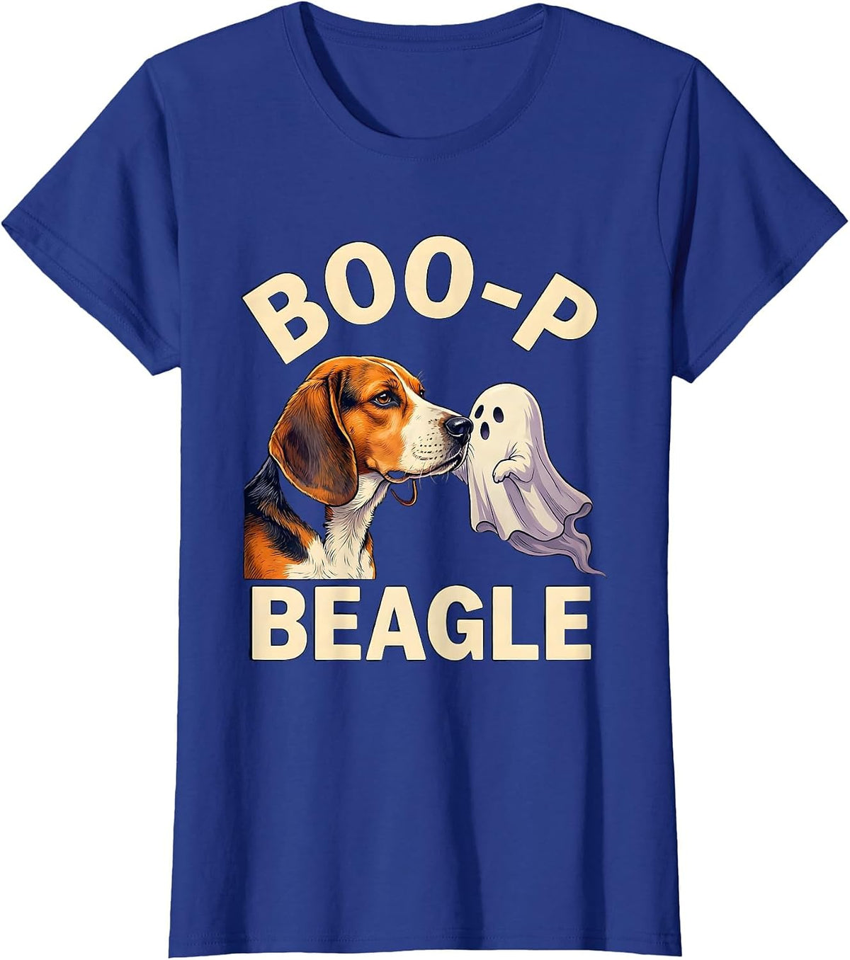 Women's Boo-P Beagle Funny Ghost Dog Lover Halloween Costume T-Shirt - Royal Blue