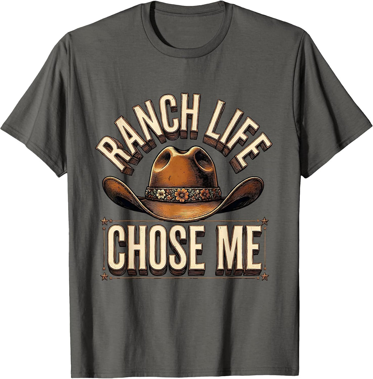 Ranch Life Chose Me Girls Western Design T-Shirt - Asphalt Grey