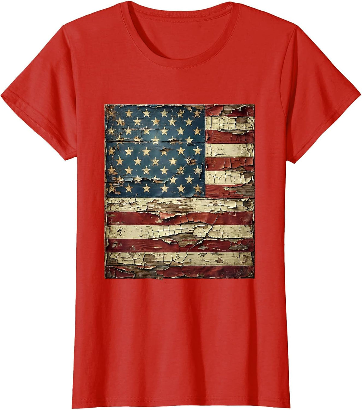 Iron Worker Cityscape Patriotic Graphic T-Shirt - Red