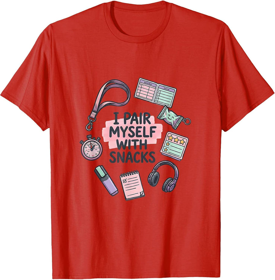 Men's I Pair Myself With Snacks Funny Special Education Teacher T-Shirt - Red