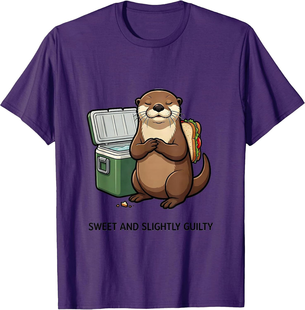 Sweet And Slightly Guilty Funny Otter Lover Animal Humor T-Shirt - Purple