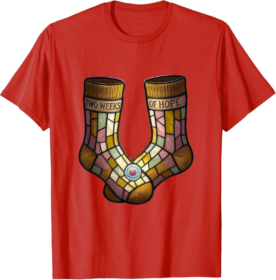 Men's Two Weeks Of Hope Stained Glass Mosaic IVF Couple Embryo T-Shirt - Red