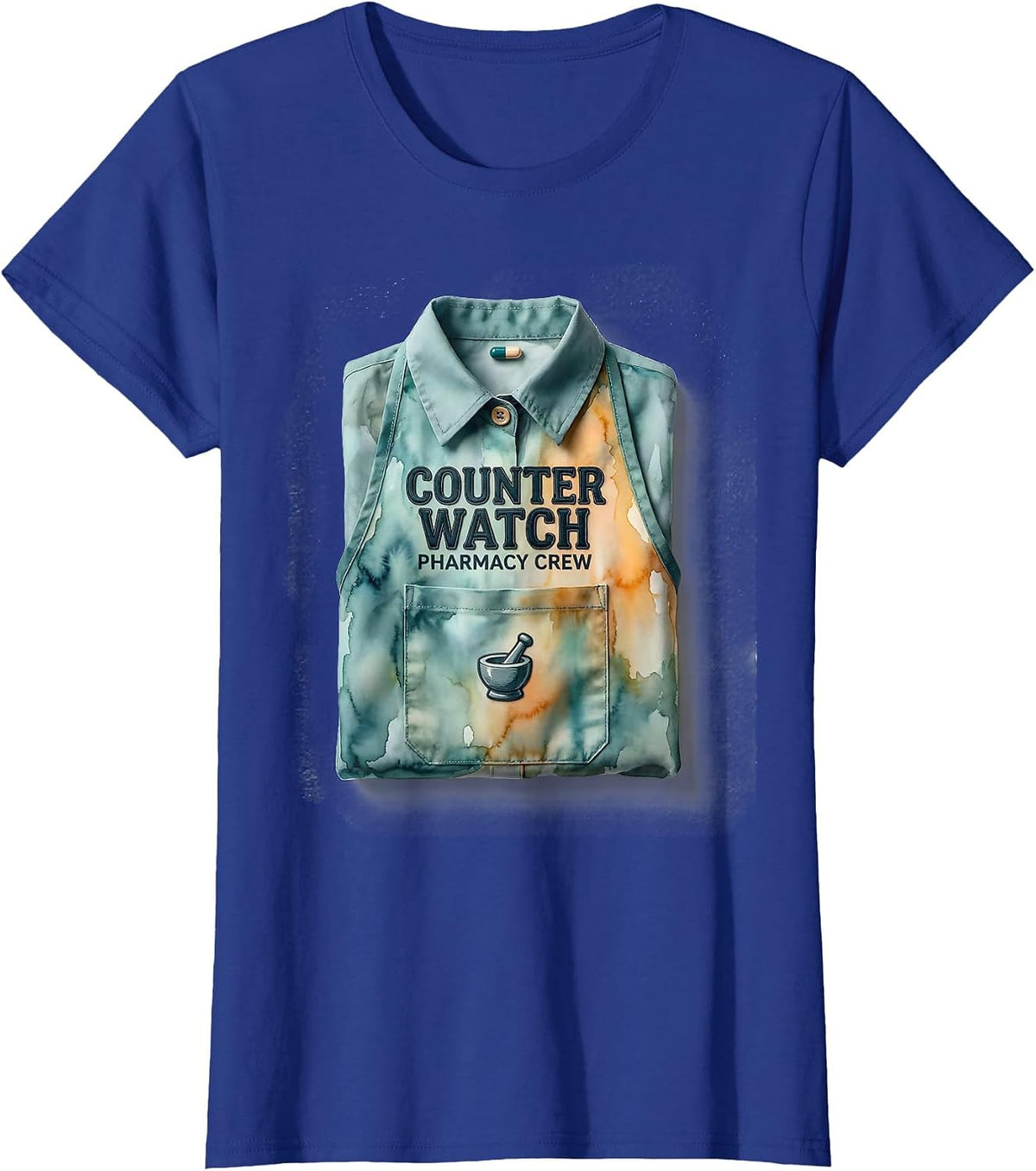 Women's Counter Watch Pharmacy Crew Funny Pharmacist Tech Crew T-Shirt - Royal Blue