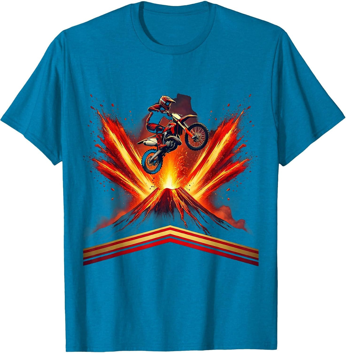 80s Dirt Bike Volcano Jump Graphic T-Shirt - Sapphire Blue