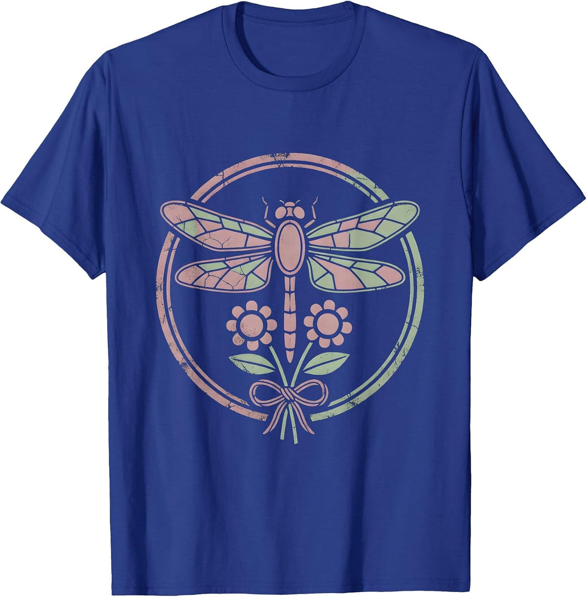 Men's Gigi Dragonfly Stained Glass Wings Illustration T-Shirt - Royal Blue