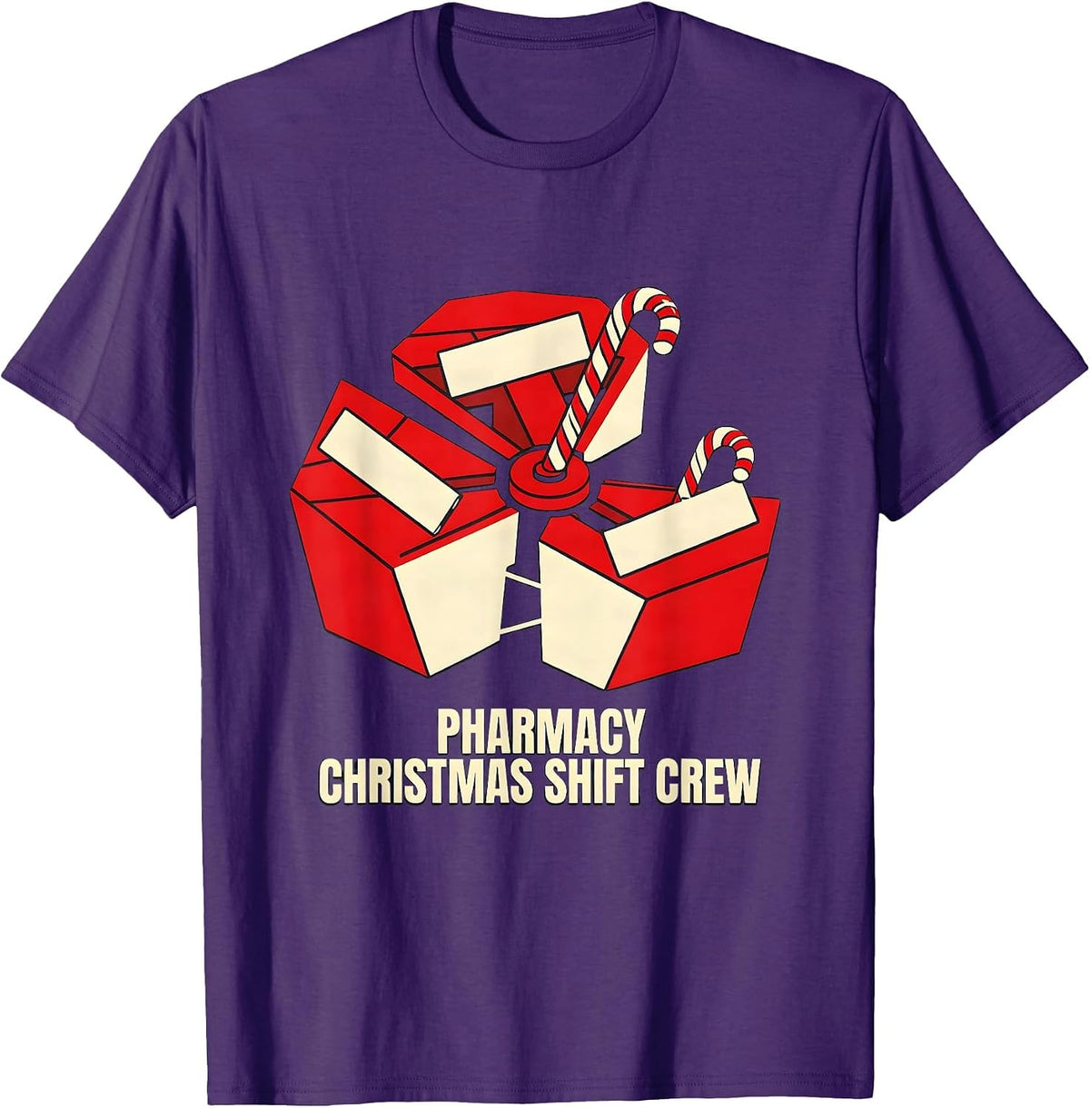 Men's Pharmacy Christmas Shift Crew Funny Pharmacist Tech Holiday T-Shirt - Purple