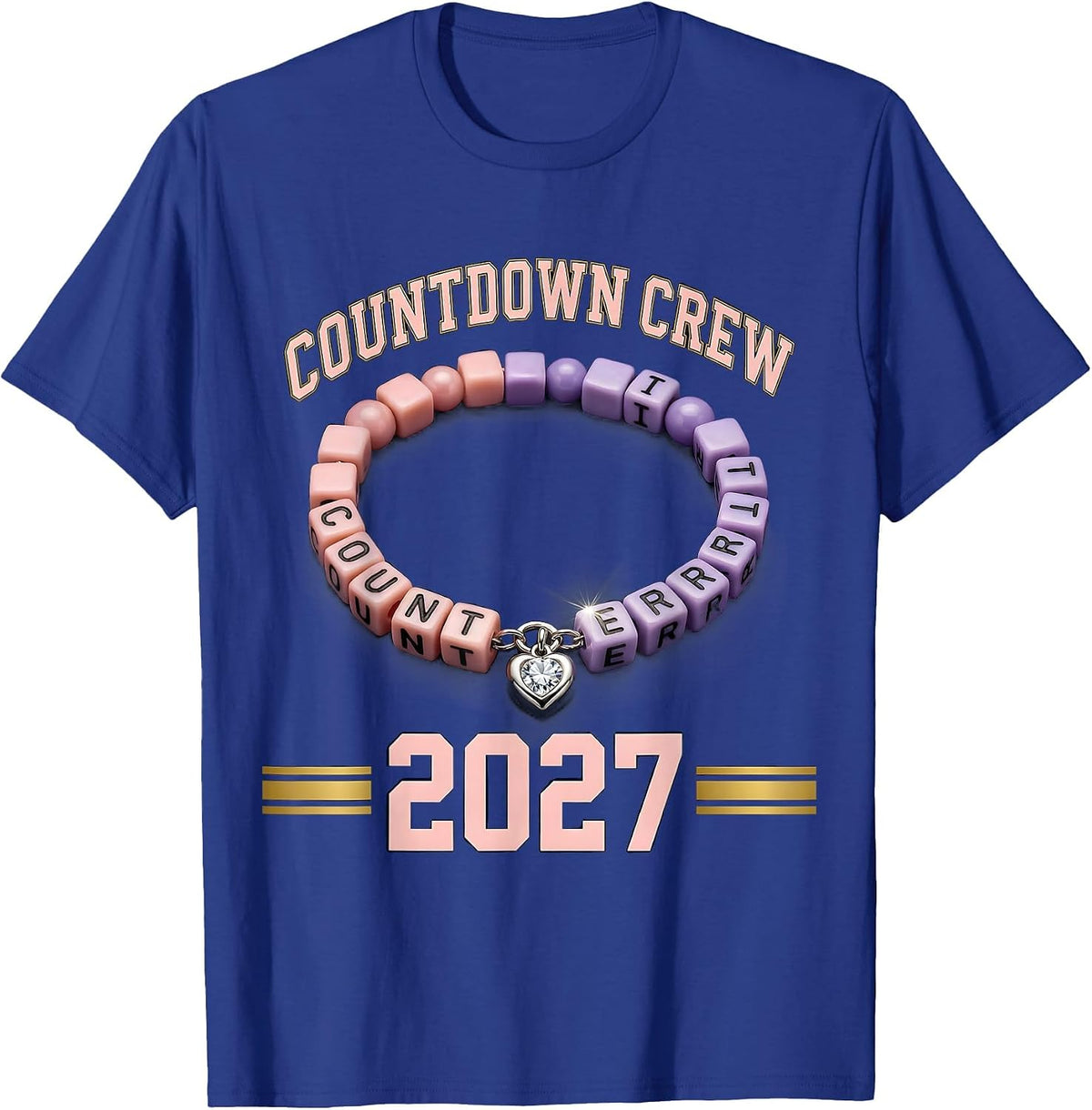 Countdown Crew 2027 Sports Matching Friendship Bead T-Shirt - Royal Blue