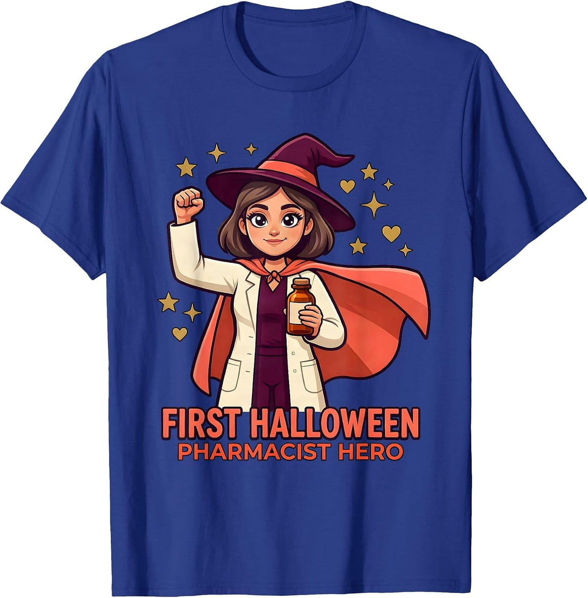 Men's FIRST HALLOWEEN PHARMACIST HERO Cartoon Pharmacist Halloween T-Shirt - Royal Blue