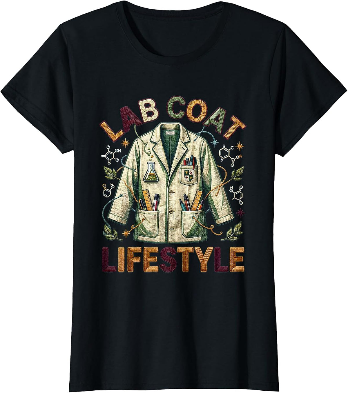 Lab Coat Lifestyle Science Teacher Design T-Shirt - Black